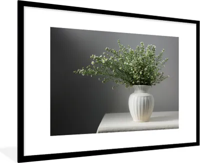 Produktbild von MuchoWow® Gerahmtes Poster Stillleben - Vase - Blumen 90x60 cm - Poster mit Schwarzem Bilderrahmen Wandposter Rahmen Foto Bilder - Wanddekoration - Fotos
