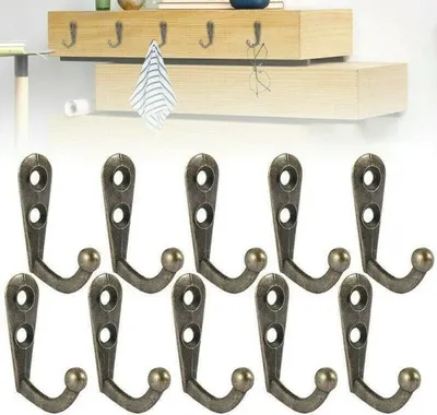 Produktbild von 10er SET Vintage Wandhaken mit Schrauben Retro Kleiderhaken Garderobenhaken Antik