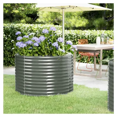 Produktbild von Hochbeet aus pulverbeschichtetem Stahl, witterungsbeständig, robust, für Garten und Balkon, Silber, 100 x 100 x 68 cm