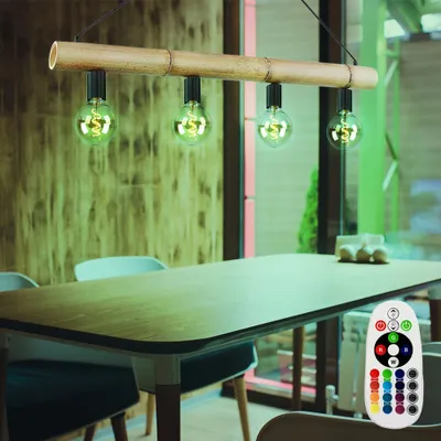 Produktbild von RGB LED Hängeleuchte, Bambus-Balken, natur schwarz
