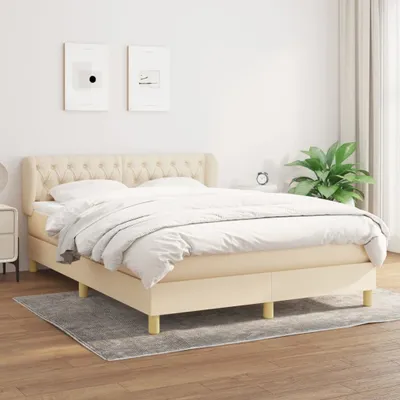 Produktbild von The Living Store Boxspringbett mit Matratze Creme 140x200 cm Stoff