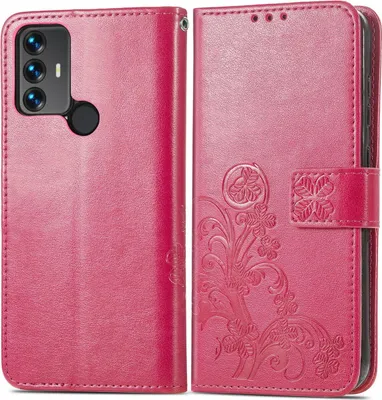 Produktbild von Mobigear Clover  TCL 305 Hülle Klapphülle Geldbörse - Magenta