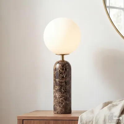 Produktbild von home24 Tischleuchte - 1-flammig - Glas / Marmor