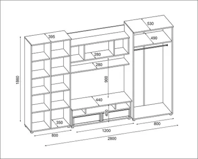 Produktbild von Meblast | Kalif Wohnwand; Helles Sonoma / Trüffel Ulme - Premium Beschläge | Möbel, Modern, Zeitlos TV-Möbel, Große Anbauwand, Schrankwand, Wohnzimmer-Set, Sonoma Eiche