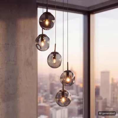 Produktbild von home24 Pendelleuchte - Glas / Eisen - 5-flammig