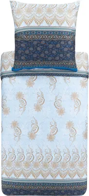 Produktbild von Bassetti Mako-Satin Bettwäsche-Garnitur Oristano Farbe Blau-B1 Größe 200x200 + 2x 80x80 100% Baumwolle