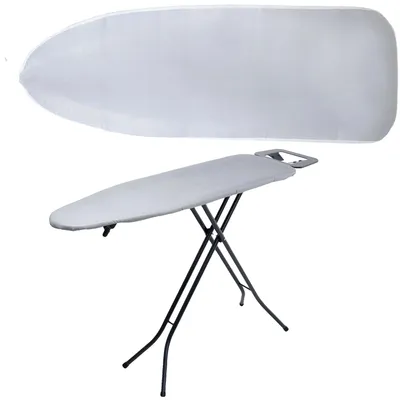 Produktbild von Bügelbrettbezug, graue Baumwolle, 140x50 cm, hitzebeständig, metallisierte Wärmehaltung, mit Kordelzug
