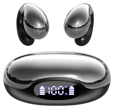 Produktbild von KI Übersetzer Kopfhörer mit Sprachübersetzung, Open Ear Bluetooth Ohrhörer für Reisen und Business, Clip-On Design mit Ladebox und Freisprechen
