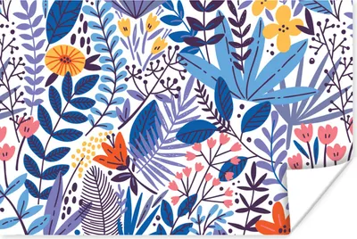 Produktbild von MuchoWow® Poster Sommer - Blätter - Pflanzen - Muster 90x60 cm - Schlafzimmer