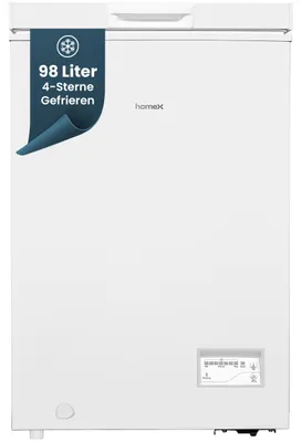 Produktbild von homeX FT0981-W Gefriertruhe, Tiefkühltruhe klein - 98 Liter Nutzinhalt, 4-Sterne Gefrieren, Kühltruhe, leise 38 dB