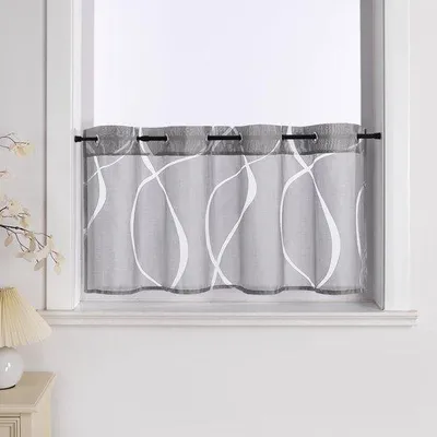 Productafbeelding van Azomor® Transparante grijze gordijn met oogjes, geschikt voor keuken en woonkamer