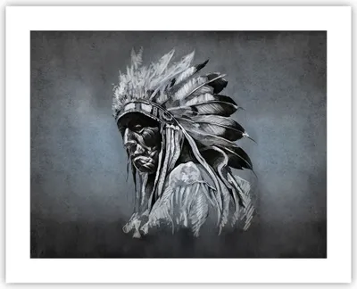 Produktbild von Poster - Poster ohne Rahmen - Inder Feder Mann - 50x40 cm - Wand Bild - Wanddeko - Wandbilder - Kunstposter - Wandposter - Bilder - Kunstdruck - Wanddekoration - Wandbild - P2XAA50x40-4914