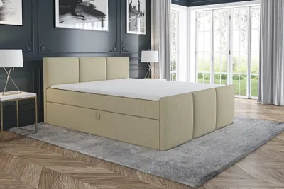 Produktbild von Boxspringbett RON 160 x 200 mit 2 Bettkästen, Bonell-Matratze und Topper. Farbe: Beige