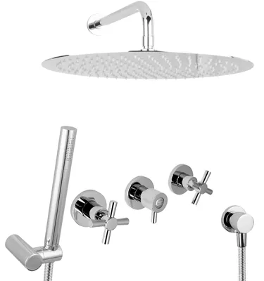 Zdjęcie produktu dla Zestaw prysznicowy PaulGurkes z deszczownicą, system podtynkowy 40 cm, mosiądz