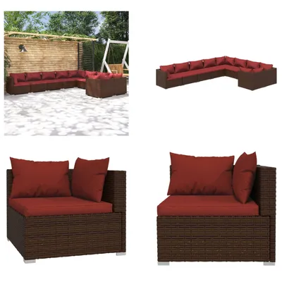 Obrázek produktu pro vidaXL 9dílná zahradní lounge souprava s polštáři z polyratanu hnědá - zahradní lounge souprava - zahradní lounge soupravy - lounge souprava - lounge souprava z ratanu