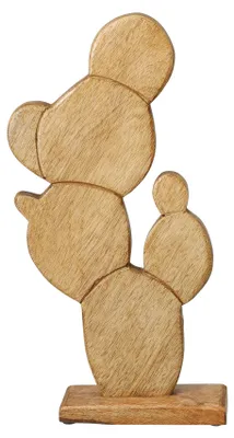 Immagine prodotto di Decorazione in legno a forma di cactus opuntia, 37 cm – Legno di mango naturale, H&L