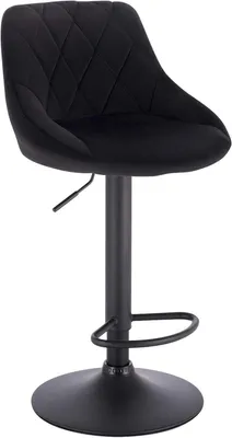 Image de Tabouret de bar réglable avec assise et dossier en velours | Noir | 35x38x86-106 cm