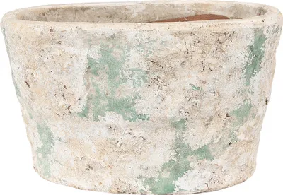 Produktbild von Clayre & Eef Blumentopf 25x16x15 cm Beige Grün Terrakotta