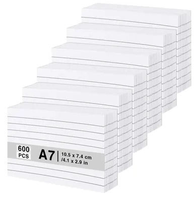 Produktbild von Karteikarten A7, 150 g/m², 600 Stück, liniertes Papier, für Vokabeln