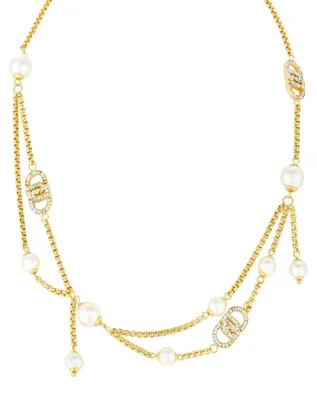 Immagine prodotto di Collana firmata placcata oro con cristalli e perle sintetiche LJ2917.