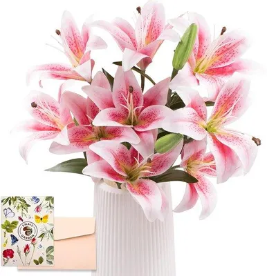 Produktbild von Famanu Kunstblumenstrauß mit Farbverlauf - Rosa und Weiß, 50 cm hoch