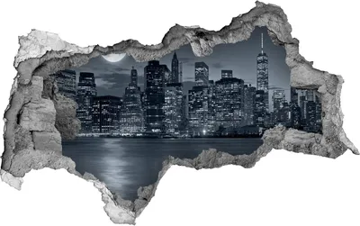 Produktbild von Selbstklebender Loch-3D-Aufkleber 95x73 cm New York bei Nacht
