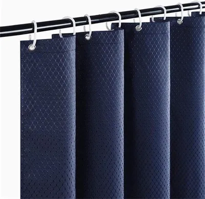 Produktbild von Wasserdichtes marineblaues Duschvorhang - Langes Duschvorhang aus Gewebe, schimmelbeständig - Waschbar - 120 x 200 cm - 8 Haken Duschvorhang 120x200