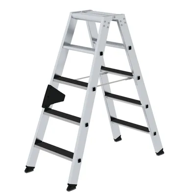 Produktbild von MUNK Günzburger Steigtechnik Stufen-Stehleiter beidseitig begehbar mit clip-step R13 2x5 Stufen