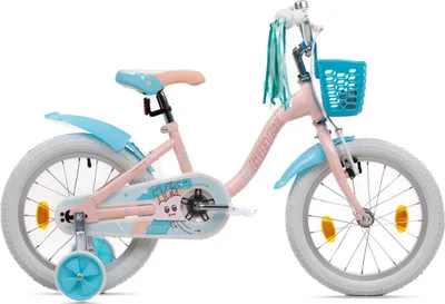 Zdjęcie produktu dla Goetze Pixie 16" – rower dla dziewczynki z aluminiową ramą, hamulcami V-brake / torpedo i bocznymi kółkami oraz koszykiem i kolorowymi wstążkami