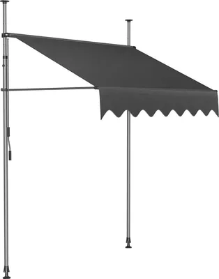 Obrázek produktu pro Balkonová markýza - Svěrná markýza - 400 x 120 cm - Ruční s klikou - Bez vrtání - Výsuvná - UV ochrana 50+ - Šedá