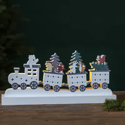 Zdjęcie produktu dla Scenka świąteczna drewniana ciuchcia Led FOREST FRIENDS