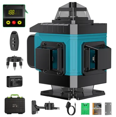 Produktbild von Selbstnivellierende Laserwasserwaage 360° - 4D - 16 Laserlinien - Fernbedienung