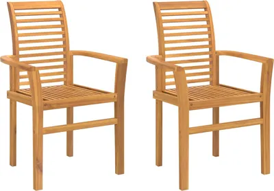 Produktbild von vidaXL Esszimmerstuhl 2 pcs Braun 62 x 55 x 94 cm Massivholz Teak