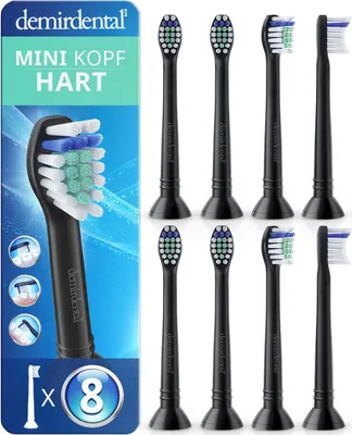 Produktbild von 8er demirdental Harte Mini Aufsteckbürsten für Philips Sonicare | Schwarz
