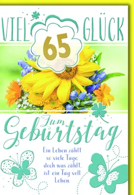 Produktbild von 65. Geburtstag Glückwunschkarte mit Briefumschlag Bunter Blumenstrauß