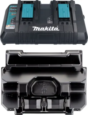 Produktbild von Makita DC 18 RD ZE Doppel Schnellladegerät 14,4 V - 18 V LXT ( 196933-6 ) + Einlage ( 838258-9 )