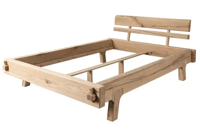 Produktbild von MASSIVMOEBEL24.DE Balkenbett Eiche 160x200 natur geölt OAK HEART #02