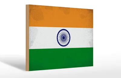 Produktbild von Holzschild Flagge Indien 30x20cm Flag of India Vintage
