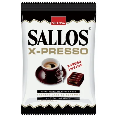 Zdjęcie produktu dla Sallos X Presso twarde karmelki o smaku lukrecji z nadzieniem 135g