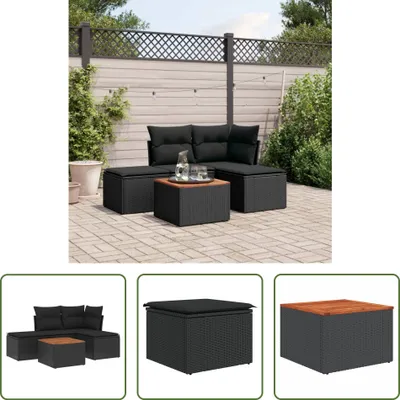 Produktbild von The Living Store 5-tlg. Garten-Sofagarnitur mit Kissen Schwarz Poly Rattan