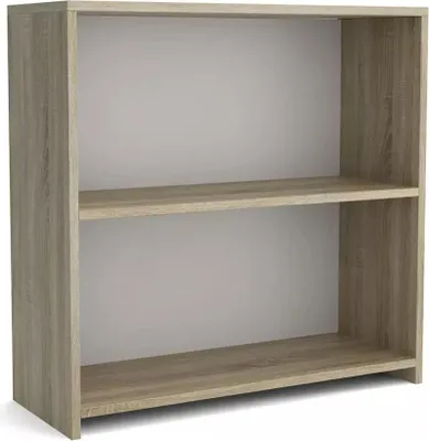 A simple, empty bookshelf with two shelves.