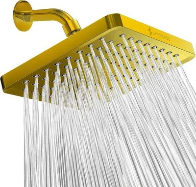 Obrázek produktu pro Vysokotlaká sprchová hlavice, 20 cm, zlatá, nastavitelná,