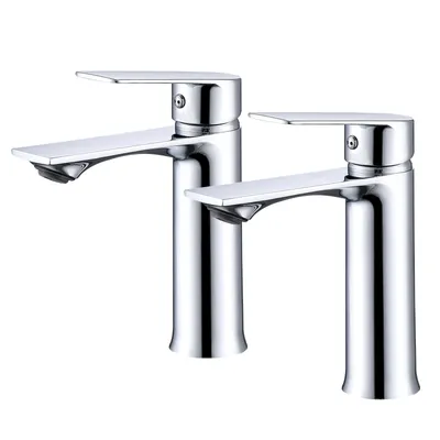 Produktbild von 2 AIHOM Wasserhahn Bad Chrom，Einhebelmischer Badezimmer Waschtischarmatur，Bad Armatur Mischbatterie，Waschbeckenarmatur，Waschbecken Armaturen Edelstahl