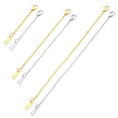 Schmuck-Verlängerungsketten, 6 St., 18K Gold, Edelstahl, 5/10/15 cm