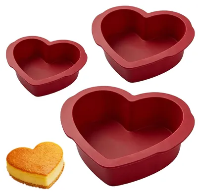 Herz-Silikon-Backform-Set, 3 Größen, BPA-frei