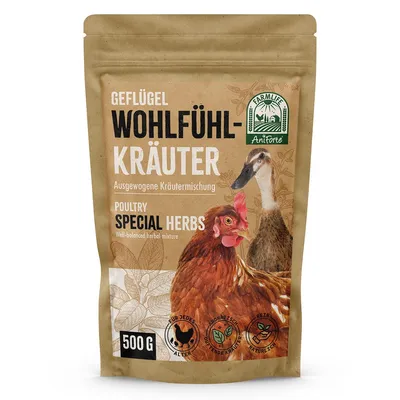 Produktbild von AniForte Wohlfühlkräuter für Hühner & Geflügel 500 g - Natürliche Kräuter für Hühner unterstützen Immunsystem & Vitalität, Leckerchen für Hühner