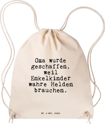 Produktbild von Mr. & Mrs. Panda Jutebeutel Oma wurde geschaffen, weil... - Transparent - Geschenk, Kleiner Rucksack, Omi, Großeltern, wander, Turnbeutel, Beste der Welt, Sprüche, gym
