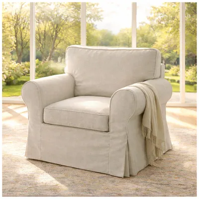 Sesselbezug aus Polyester, beige, passend für Ektorp-Sofa