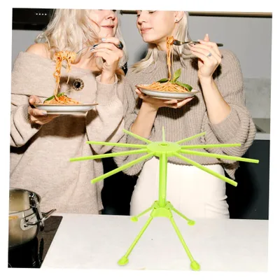 Produktbild von Klappbarer Nudeltrockner aus ABS Kunststoff für den Haushalt mit abnehmbarem Nudelhalter zur luftzirkulierenden Trocknung von Pasta in Grün