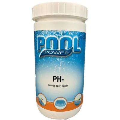 A white plastic container of pool cleaning product.